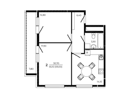 Продается 2-комнатная квартира ЖК ПРИТЯЖЕНИЕ, литер 3, 59 м², 7375000 рублей