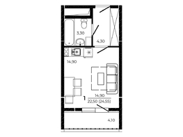 Продается Студия ЖК ПРИТЯЖЕНИЕ, литер 3, 24.55 м², 3682500 рублей