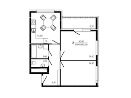 Продается 2-комнатная квартира ЖК ПРИТЯЖЕНИЕ, литер 3, 62.25  м², 7781250 рублей