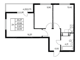 Продается 2-комнатная квартира ЖК Звезда Столицы 2, 53.99 м², 9178300 рублей