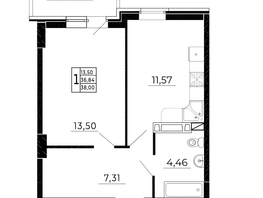Продается 1-комнатная квартира ЖК Свобода, литера 2, 38 м², 5370000 рублей