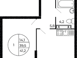 Продается 1-комнатная квартира ЖК Флора, литера 1.3, 40.55 м², 6163600 рублей