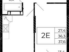 Продается 1-комнатная квартира ЖК Флора, литера 2.1, 37.6 м², 5940800 рублей