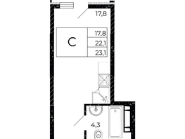 Продается Студия ЖК Флора, литера 3.1, 23.1 м², 4181100 рублей