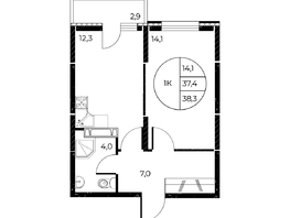 Продается 1-комнатная квартира ЖК Панорама на Театральном, литера 1, 38.3 м², 6614410 рублей