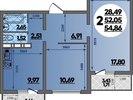 Продается 2-комнатная квартира ЖК Суворовский, литера 5, 54.86 м², 6968949 рублей