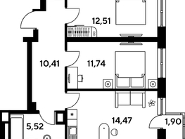 Продается 3-комнатная квартира ЖК Малина Парк, дом 4, 58.19 м², 6660000 рублей
