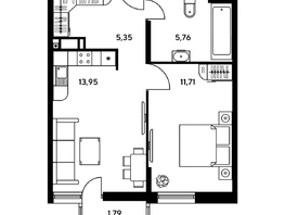 Продается 1-комнатная квартира ЖК Гринсайд, 5.1-5.5, 37.91 м², 6300000 рублей