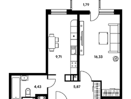 Продается 1-комнатная квартира ЖК Гринсайд, 5.1-5.5, 37.07 м², 5510000 рублей