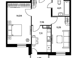 Продается 2-комнатная квартира ЖК Гринсайд, 5.1-5.5, 43.96 м², 6290000 рублей