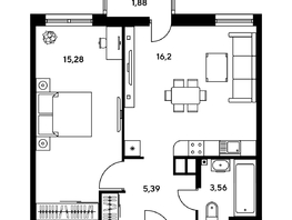 Продается 2-комнатная квартира ЖК Гринсайд, 5.1-5.5, 41.76 м², 6140000 рублей
