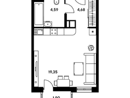 Продается Студия ЖК Гринсайд, 5.1-5.5, 30.21 м², 4230000 рублей
