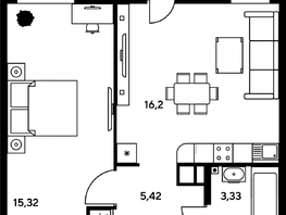Продается 2-комнатная квартира ЖК Гринсайд, 5.1-5.5, 42.02 м², 5540000 рублей