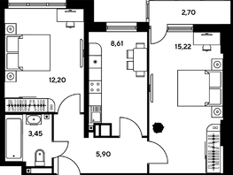 Продается 2-комнатная квартира ЖК Гринсайд, 5.1-5.5, 47.88 м², 6060000 рублей