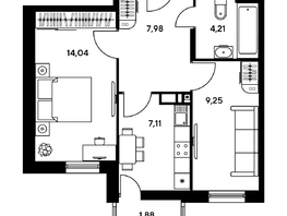 Продается 1-комнатная квартира ЖК Гринсайд, 5.1-5.5, 38.1 м², 5100000 рублей