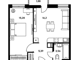 Продается 2-комнатная квартира ЖК Гринсайд, 5.1-5.5, 38.68 м², 6350000 рублей