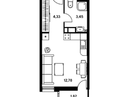 Продается Студия ЖК Гринсайд, 5.1-5.5, 22.28 м², 4220000 рублей