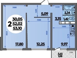 Продается 2-комнатная квартира ЖК Платовский, литер 13, 53.1 м², 7067610 рублей