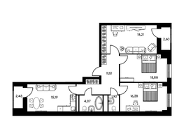 Продается 3-комнатная квартира ЖК Культура, дом 2, 87.7  м², 10860960 рублей