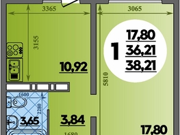 Продается 1-комнатная квартира ЖК Суворовский, литера 6, 38.21  м², 5185097 рублей