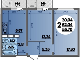 Продается 2-комнатная квартира ЖК Суворовский, литера 6, 55.7  м², 7196440 рублей