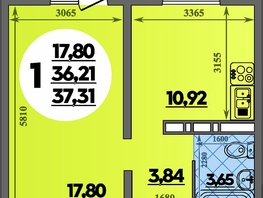 Продается 1-комнатная квартира ЖК Суворовский, литера 6, 37.31  м², 5204745 рублей