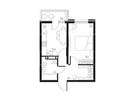Продается 1-комнатная квартира ЖК Панорама на Театральном, литера 1, 36.5 м², 6168500 рублей