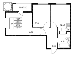 Продается 2-комнатная квартира ЖК Звезда Столицы 2, 52.7 м², 7957700 рублей