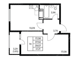 Продается 1-комнатная квартира ЖК Звезда Столицы 2, 41.21  м², 7252960 рублей