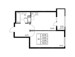 Продается 1-комнатная квартира ЖК Звезда Столицы 2, 46.03 м², 6260080 рублей
