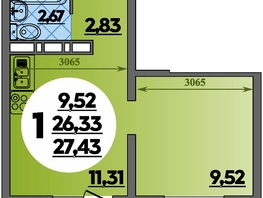 Продается Студия ЖК Суворовский, литера 6, 27.43 м², 3991065 рублей