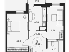 Продается 2-комнатная квартира Нансена ул, 44  м², 5600000 рублей