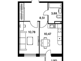 Продается 1-комнатная квартира ЖК Малина Парк, дом 1, 36.07  м², 6060000 рублей