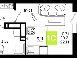 Продается Студия ЖК Октябрь Парк, 4.1, 22.11 м², 3338610 рублей