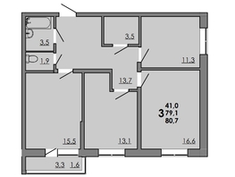 Продается 3-комнатная квартира ЖК Gray (Грэй), кв-л 11-2, 80.4  м², 10411800 рублей