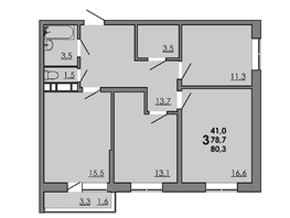 Продается 3-комнатная квартира ЖК Gray (Грэй), кв-л 11-2, 79.85  м², 10340575 рублей