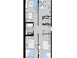 Продается 3-комнатная квартира ЖК Октябрь Парк, 2.1, 86.24 м², 10607520 рублей