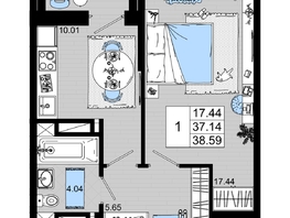 Продается 1-комнатная квартира ЖК Октябрь Парк, 2.2, 38.59 м², 5209650 рублей
