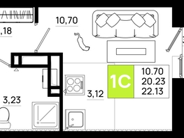 Продается Студия ЖК Октябрь Парк, 6.1, 22.13 м², 3385890 рублей