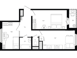 Продается 2-комнатная квартира ЖК Левенцовка Парк, лит 8-11 стр.1, сек.1,2,3, 52.8 м², 6013920 рублей