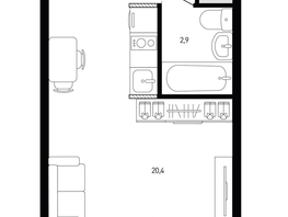 Продается 1-комнатная квартира ЖК Левенцовка Парк, лит 8-11 стр.2, сек.4,5, 24.7 м², 4290390 рублей
