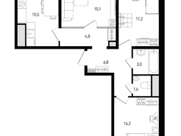 Продается 3-комнатная квартира ЖК Левенцовка Парк, лит 8-11 стр.2, сек.4,5, 63.7 м², 8077160 рублей