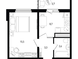Продается 1-комнатная квартира ЖК 5 элемент Аске, лит 5-12 стр.1, сек.1,2, 32.2 м², 4252010 рублей