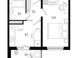 Продается 1-комнатная квартира ЖК 5 элемент Аске, лит 5-12 стр.2, сек.3,4,5,6, 31.4  м², 5224960 рублей