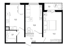 Продается 2-комнатная квартира ЖК 5 элемент Аске, лит 5-12 стр.1, сек.1,2, 56.3 м², 6542060 рублей