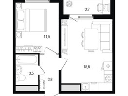 Продается 1-комнатная квартира ЖК 5 элемент Аске, лит 5-12 стр.1, сек.1,2, 39.5 м², 5170550 рублей