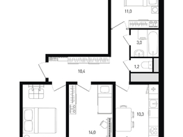 Продается 3-комнатная квартира ЖК 5 элемент Аске, лит 5-12 стр.1, сек.1,2, 65.4 м², 7906860 рублей