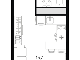 Продается 1-комнатная квартира ЖК 5 элемент Аске, лит 5-12 стр.1, сек.1,2, 20.8 м², 2990582 рублей