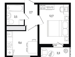 Продается 1-комнатная квартира ЖК 5 элемент Аске, лит 5-11 стр.1, сек.1,2,3,4, 29.2 м², 4899760 рублей