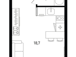 Продается 1-комнатная квартира ЖК 5 элемент Аске, лит 5-11 стр.1, сек.1,2,3,4, 22.9  м², 3973150 рублей